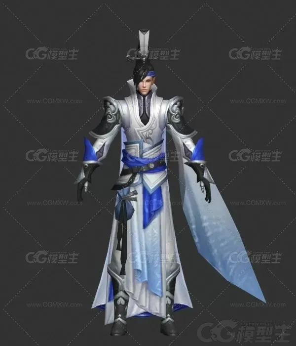 青山弟子集合 师兄妹 修仙弟子 古装弟子 青衣女侠3D游戏人物模型-8