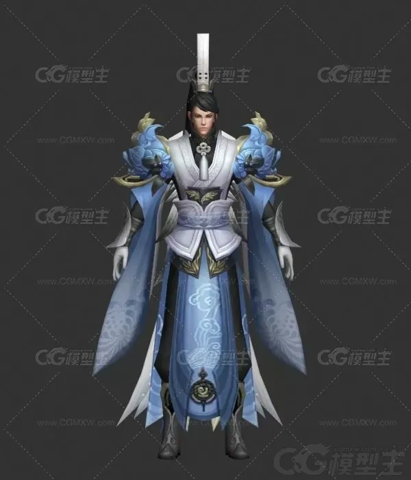 青山弟子集合 师兄妹 修仙弟子 古装弟子 青衣女侠3D游戏人物模型-7