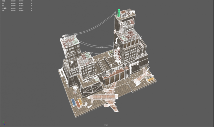 废墟工厂 荒芜之地 场景  双层断机场景楼