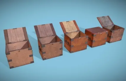 旧木制保险箱 木箱子 物资箱 木货箱 古代木箱 旧木箱 3D模型
