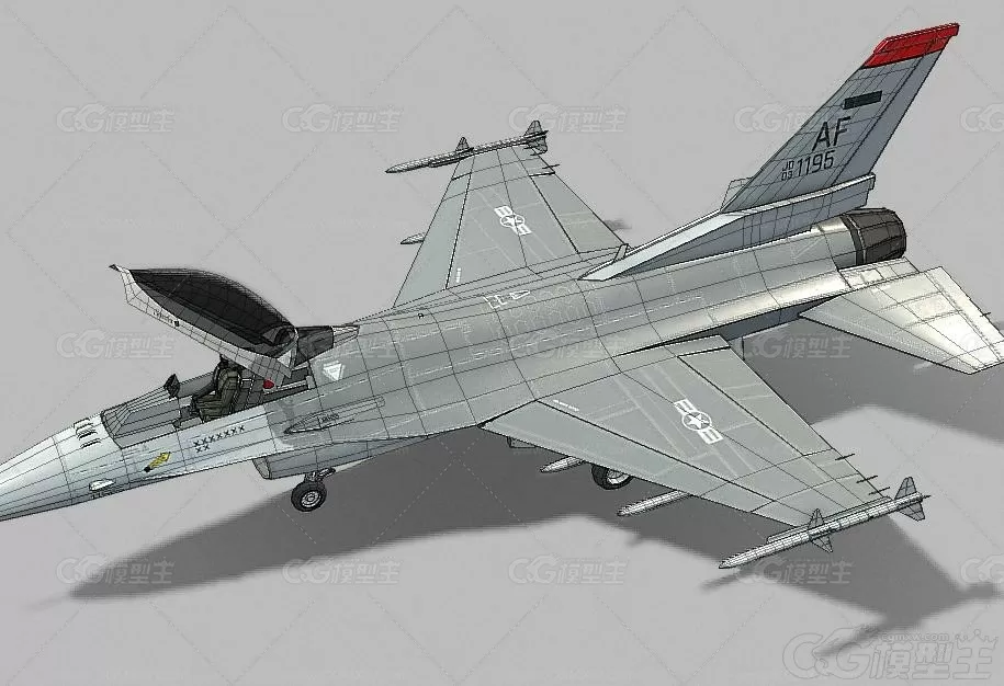 次世代 PBR F16 F 战斗机 歼击机 战斗飞机 鹰式战斗机游戏3D模型-6