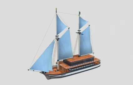 小型邮轮 欧洲邮轮 帆船 小型帆船 小船 木帆船 帆船游艇3D模型