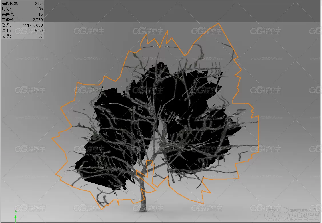 恐怖迷城  黑色的树木 树枝 3D模型-2