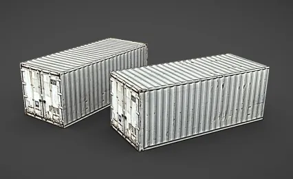 风格化破旧集装箱 灰色集装箱3D模型 货柜箱