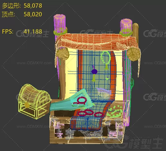 首饰摊  摊位 卖货摊子 古代珠宝摊 杂货摊 3D模型-2