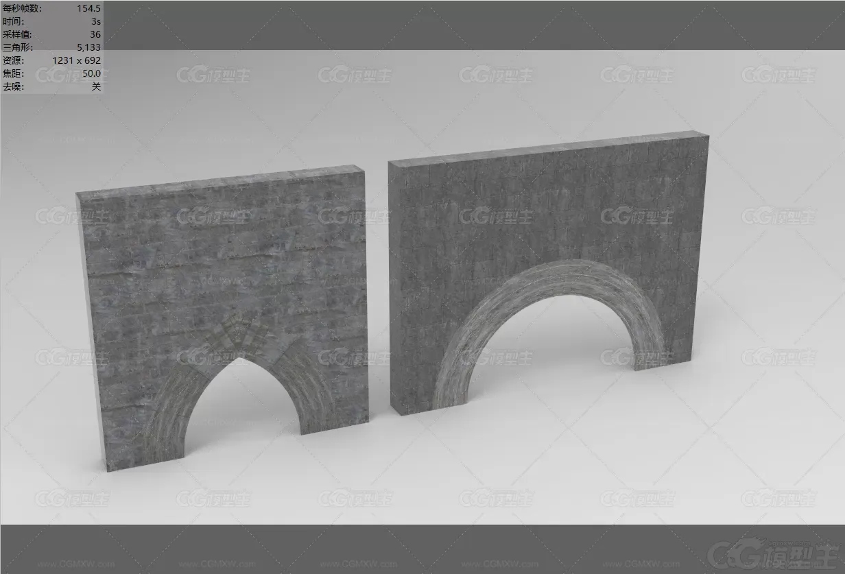 恐怖迷城  建筑组件  石强门-2