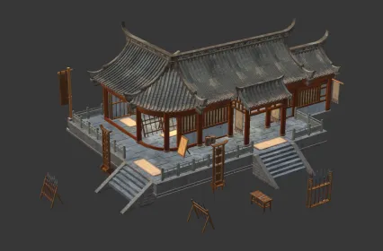 武器店 锻造店铺 古代武馆 游戏武馆 功夫馆 武术馆 习武场 镖局 古建筑 中国风建筑