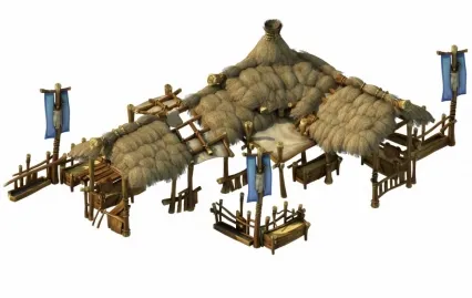 露天客栈 古代露天茶馆 茶摊 茶铺 草房子 草棚 茅草棚 卡通游戏3D模型