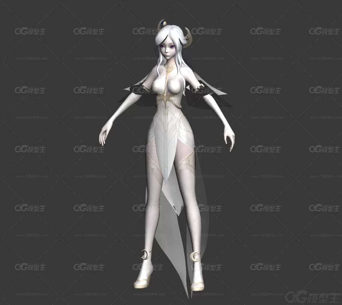 白衣精灵仙子 女精灵 女妖 女鬼 仙女 次时代游戏模型-2