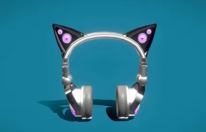 neko耳机 猫耳朵耳机 天猫耳机 电竞耳机 电脑耳机 隔音耳机 PBR材质 次世代无线耳机