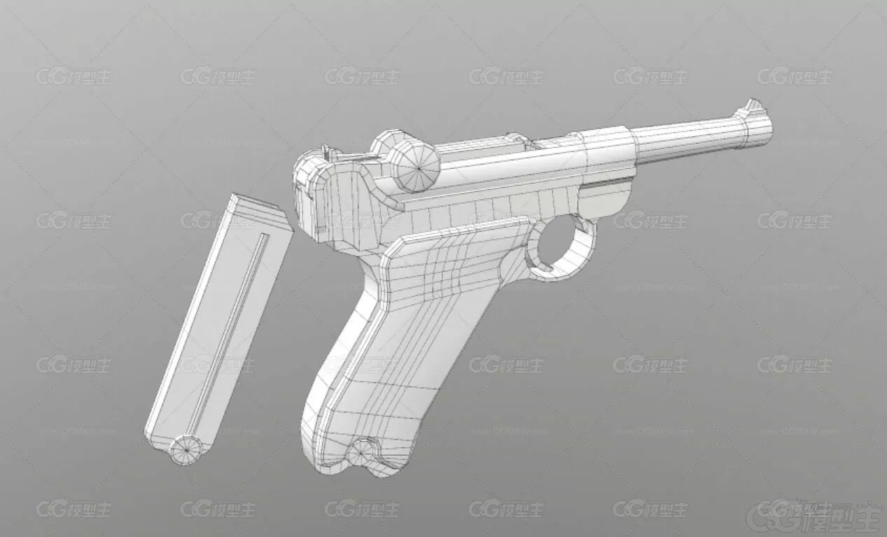 次时代二战德军卢格手枪3D模型-2