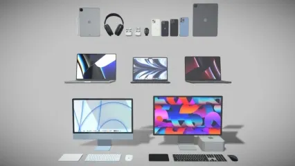 Apple苹果iPhone手机电脑iPad手表耳机3D模型 Blender/FBX格式 模型集合