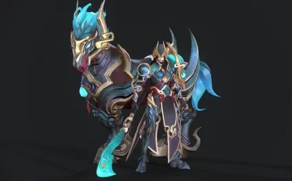 次时代关羽武圣皮肤 关二爷 青龙偃月刀关公 千里马武将战神关羽3D模型