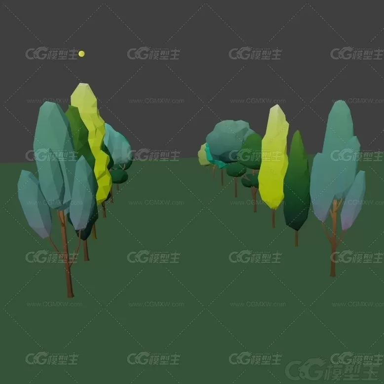 卡通 Q版 树木 植物 Lowpoly 简模 树木组合 低多边形 Cartoon-3