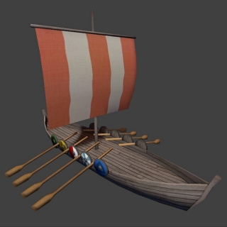 LowPoly 维京船 海盗船 木帆船 古代渔船 战船 3D模型