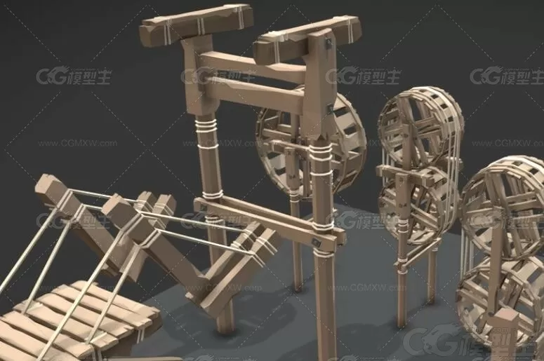 LOWPOLY低面 卡通地牢Blender中世纪游戏木器道具资产包3D卡通模型-3