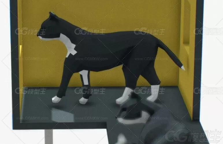 低面猫咪嬉闹3D场景模型C4D卡通小猫Blender可爱猫儿LOWPOLY卡通3D模型-3