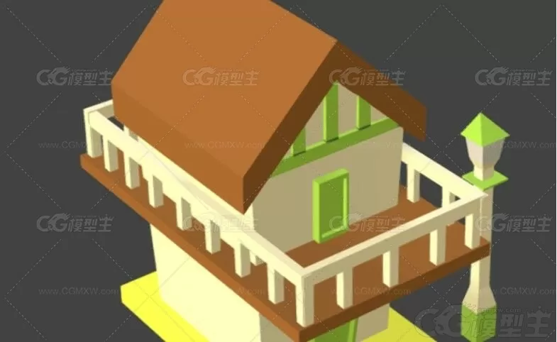 低面LOWPOLY风格Blend卡通建筑包C4D房子民房住宅LOWPOLY卡通3D模型-4