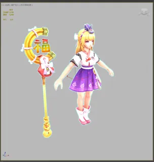Q版艾尔利亚之编年史 福字魔法杖 小萝莉 花仙子 小仙女 小魔仙 魔法美少女3d模型