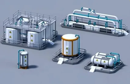 低面3D工业油罐模型Blend卡通工厂管道C4D储存罐水池LOWPOLY卡通3D模型