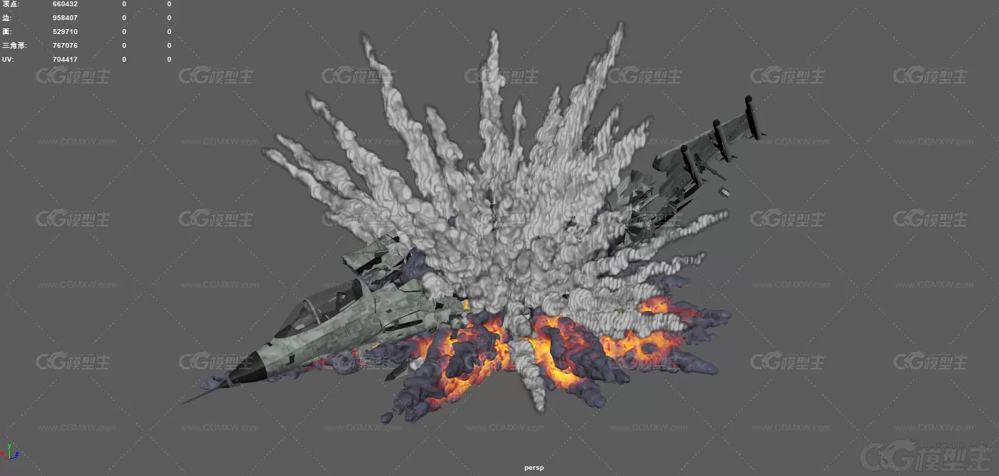 飞机坠毁 爆炸飞机 飞机残骸 飞机坠落 爆炸特效 战斗机坠毁 破裂飞机 爆炸 烟火-4