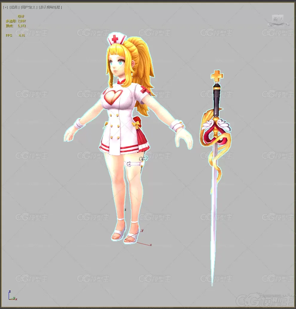 Q版护士长 护士装剑士 女剑士 小仙女 小魔仙 魔法美少女3d模型-1