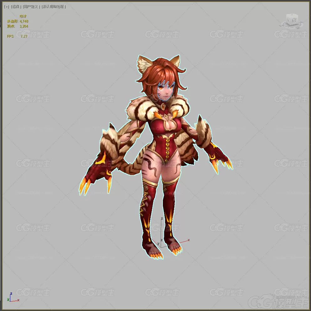 Q版部落狐妖 女妖兽 女妖 女战士 女魔兽 兽人3d模型-2