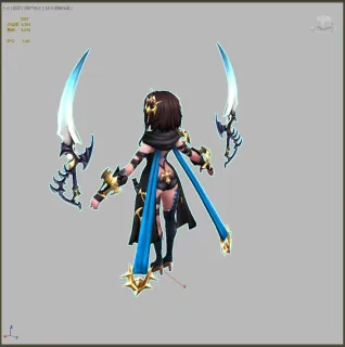 Q版双刀女郎 双刀女刀客 赏金猎人 刺客 舞女 恶魔 法师 3d模型