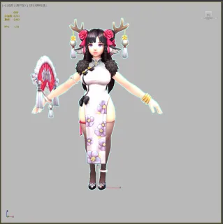 Q版民国美女 民国风 旗袍美女 卡通美女3d模型