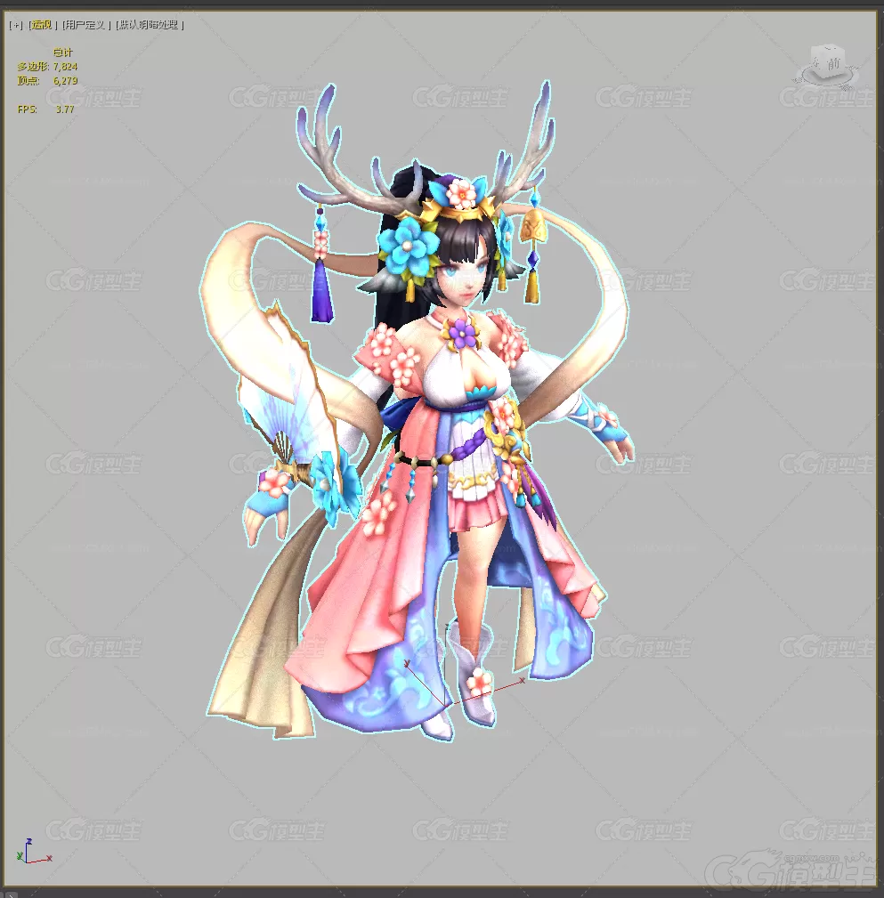 Q版花仙子 女妖 仙女 小魔仙 小精灵 小萝莉 古装美女 恶魔 法师 3d模型-1