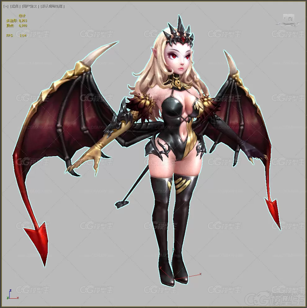 Q版小恶魔 小魔女 小妖女 女妖 小魔仙 蝙蝠女妖3d模型-1