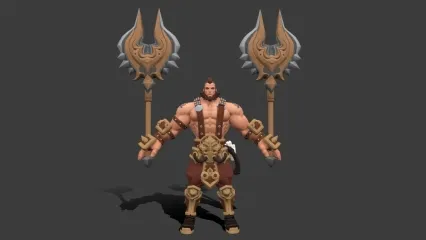 次时代 古装程咬金 战士 古代角色 双板斧 混世魔王程咬金 壮汉 勇士 武士3D模型