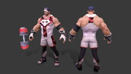 次时代健身壮汉 肌肉男 武士 鸭舌帽壮汉 健身教练 哑铃3D模型