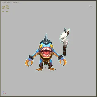 Q版呆萌卡通 食人鱼 鱼人战士 鱼妖精 妖怪 妖兽3D模型
