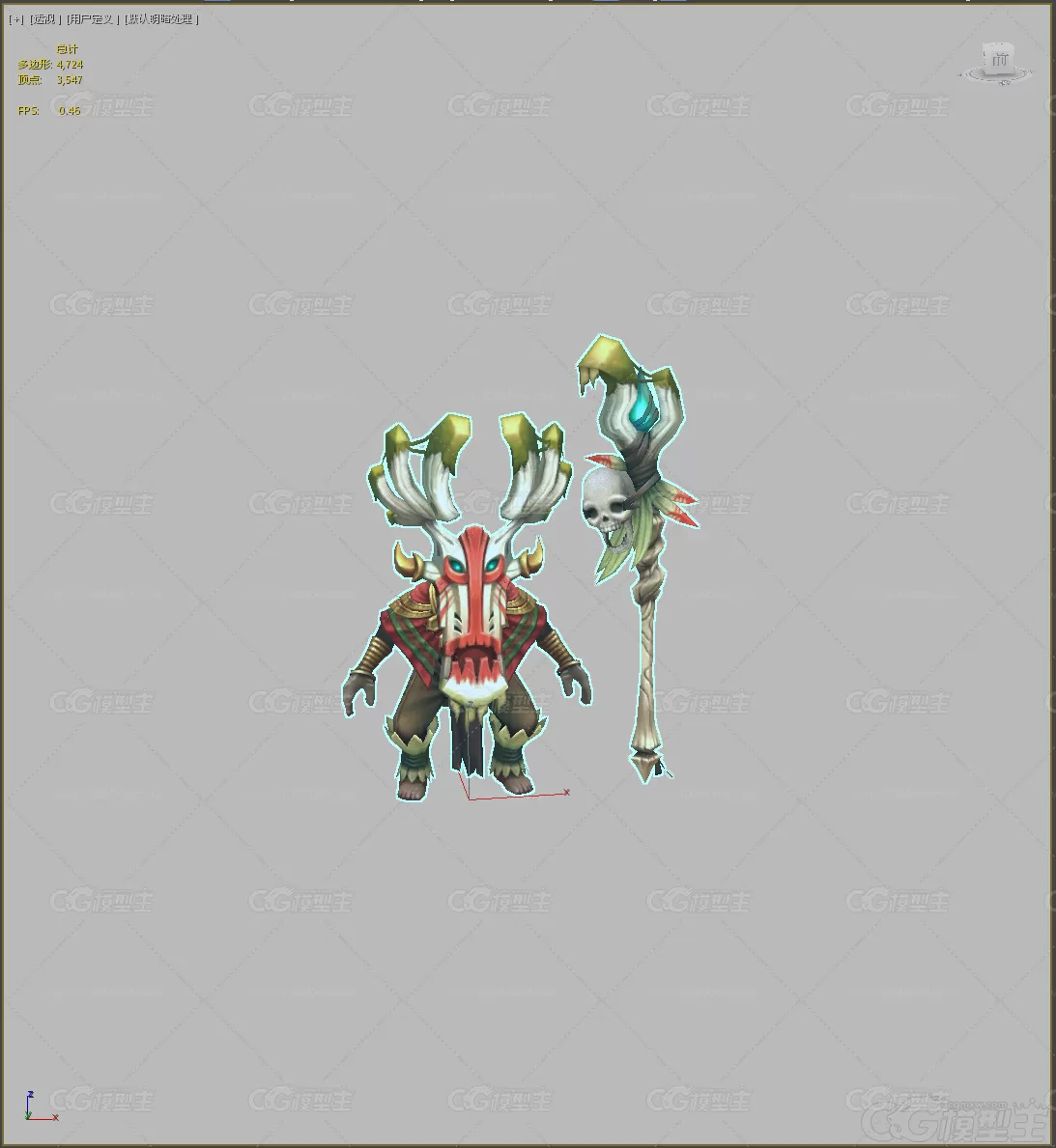 Q版部落大祭司 大法师 魔法师 术士 妖术 妖兽 魔兽3D模型-1