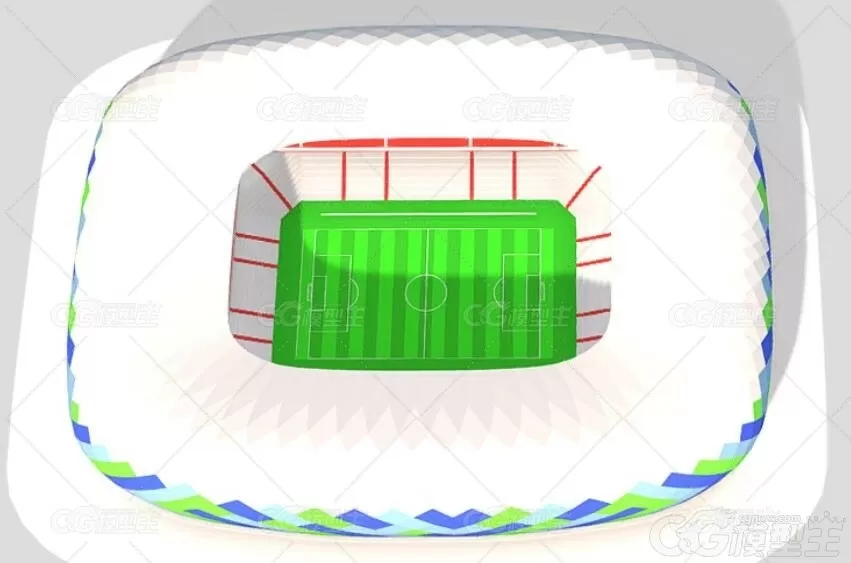 LOWPOLY足球场C4D卡通体育场MAX室内体育场馆3D建模设计素材-2