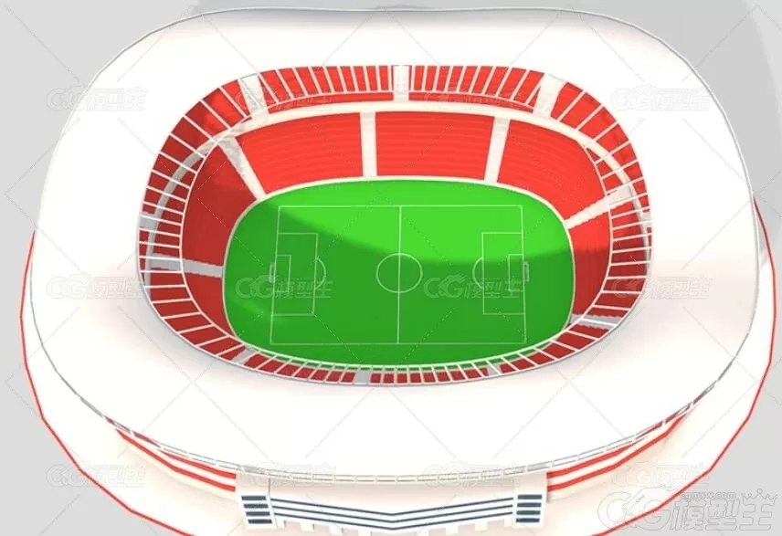 LOWPOLY足球场C4D卡通体育场MAX室内体育场馆3D建模设计素材-3