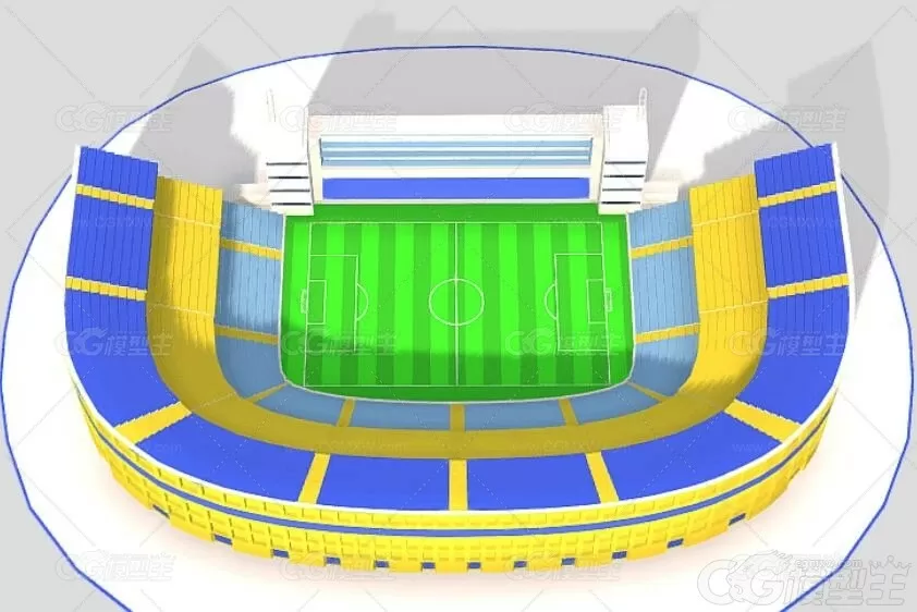 LOWPOLY足球场C4D卡通体育场MAX室内体育场馆3D建模设计素材-5