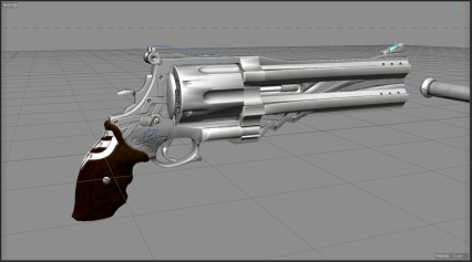 左轮手枪 银色手枪 刀剑 游戏3d模型武器