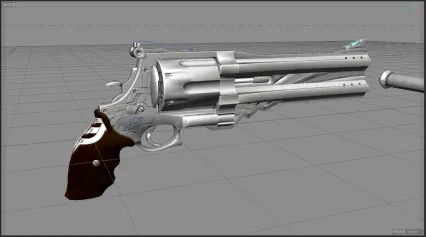 左轮手枪 银色手枪 刀剑 游戏3d模型武器