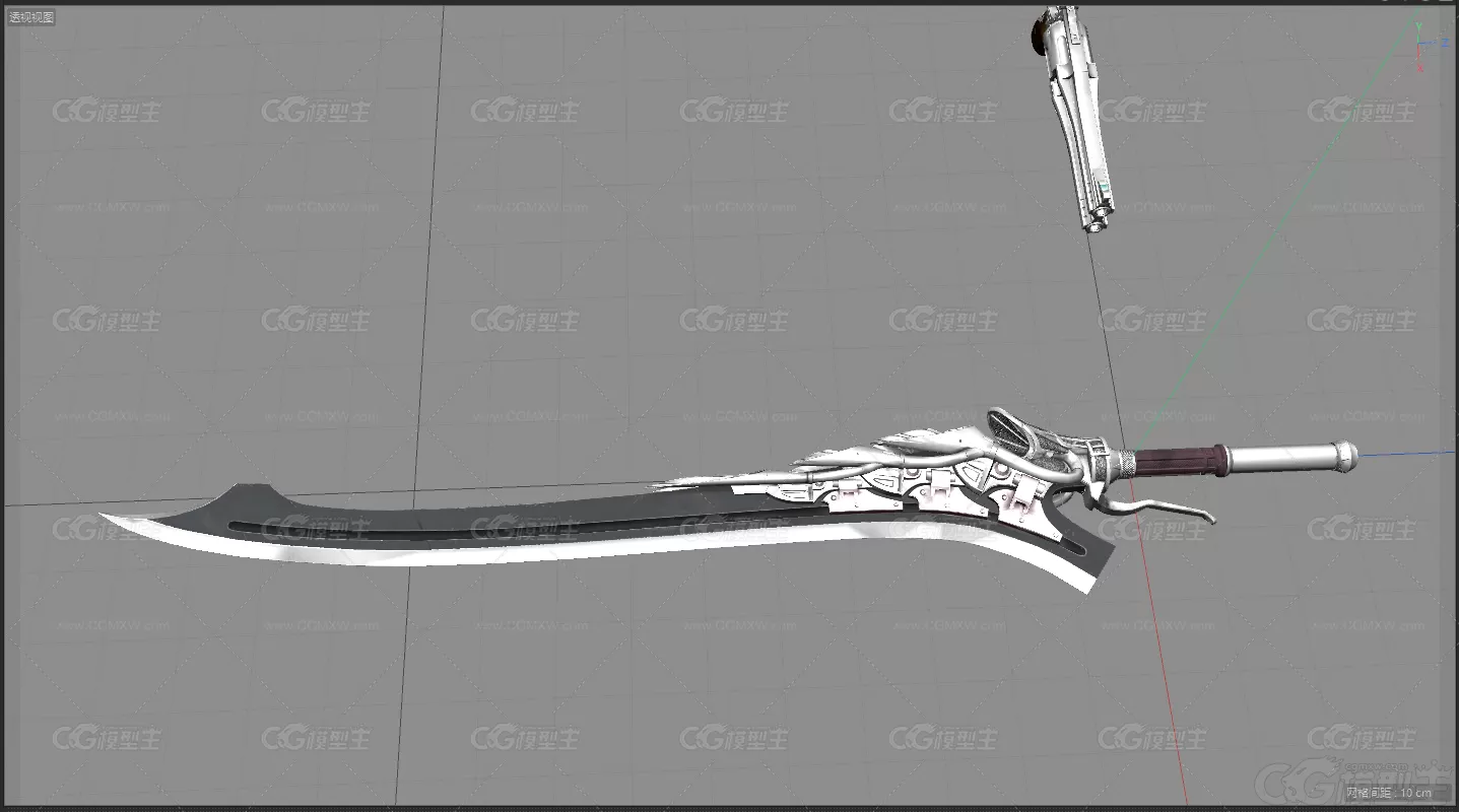 左轮手枪 银色手枪 刀剑 游戏3d模型武器-4