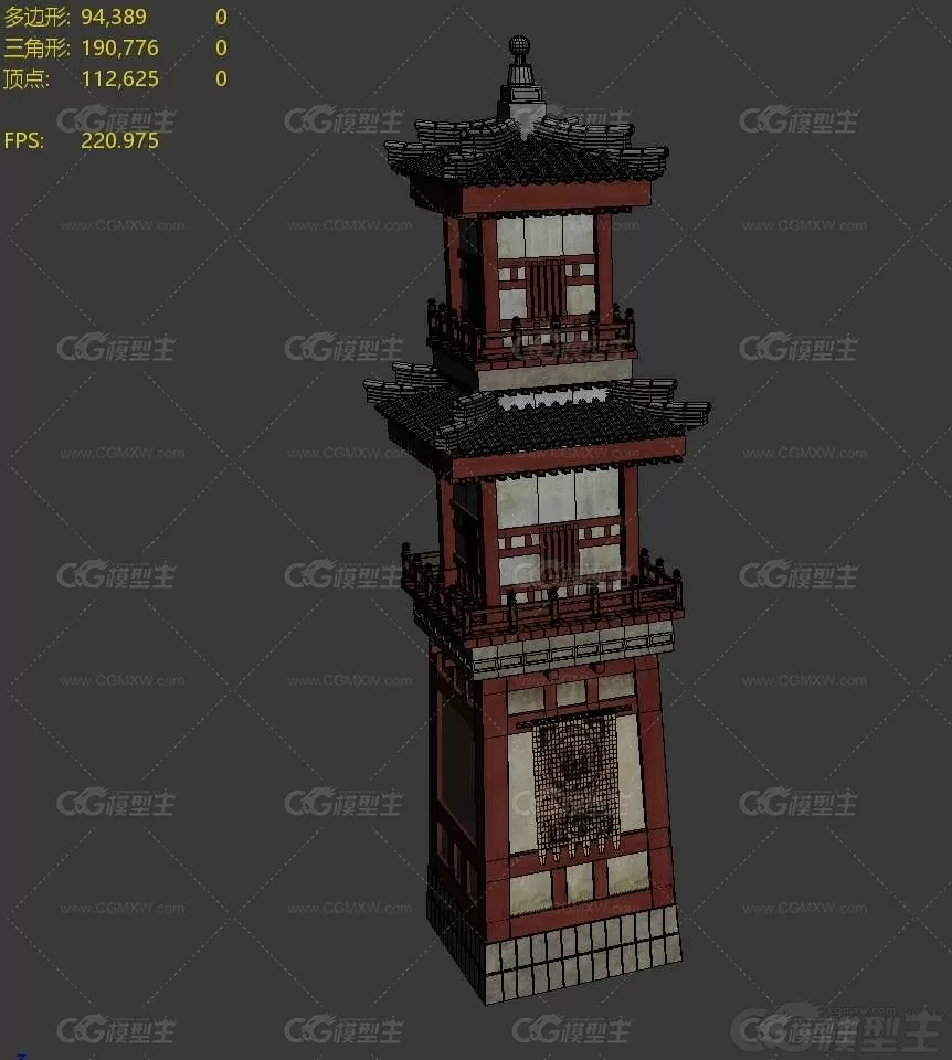 主建筑-箭楼 中国风建筑 古建筑 塔楼 钟楼 防御塔 3D模型-2