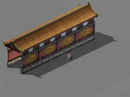 京城新长亭 长廊 古代长廊 古建筑 古墙 中国风建筑3D模型