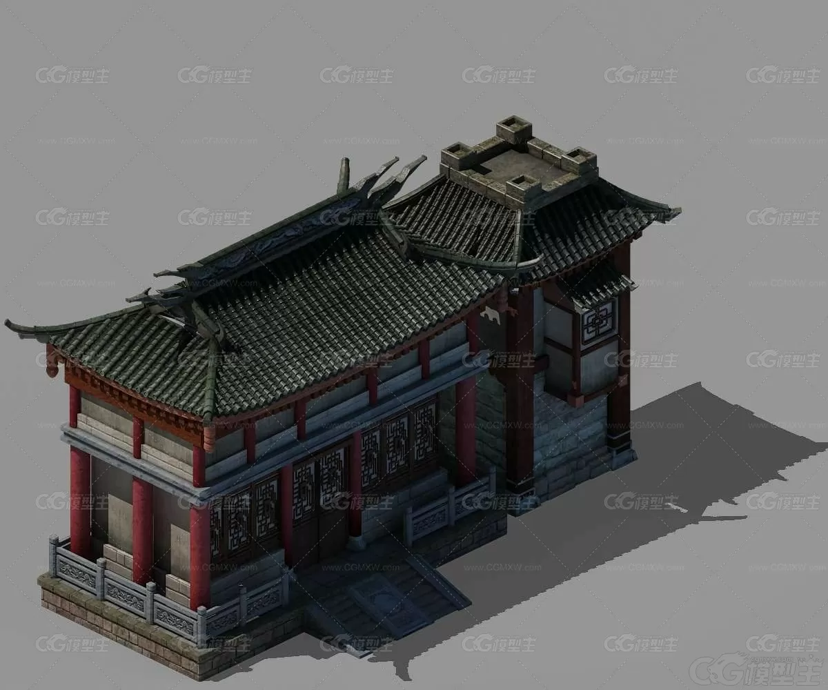 京城新古建筑  都城 中式古建筑 东方建筑 民房 古阁楼 中国风古建筑3D模型-1