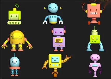 Q版 可爱机器人Blender卡通模型Lowpoly卡通3D模型
