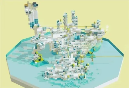 C4D沙盒城市环境3D模型Blend低面风格小镇游戏场景FBX建模设计Lowpoly卡通3D模型
