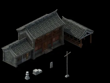 古建筑  驿站  饭馆 马厩 民居 豪宅 民宅 民房 中国风古建筑 客栈3D模型