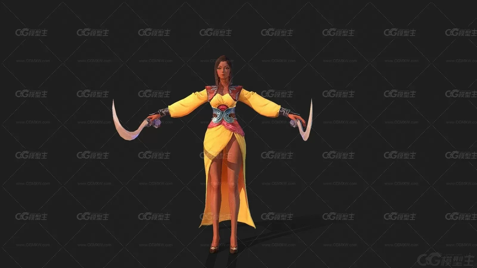 中国古代女 侠女 弯刀 波斯女王 女杀手 女刀客 女侠3D模型-1