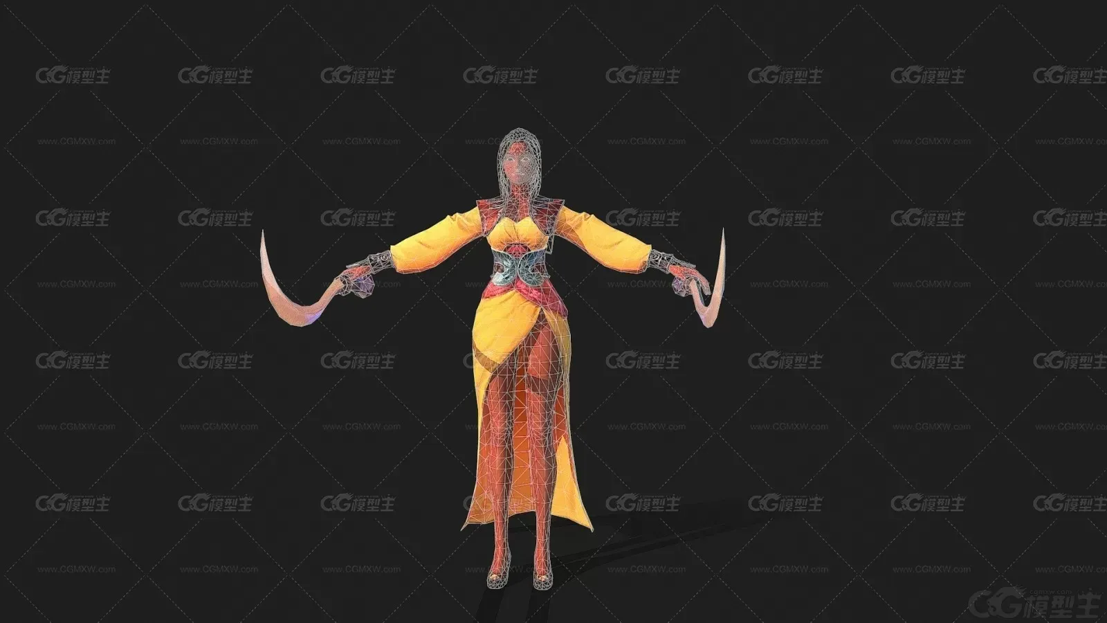 中国古代女 侠女 弯刀 波斯女王 女杀手 女刀客 女侠3D模型-2