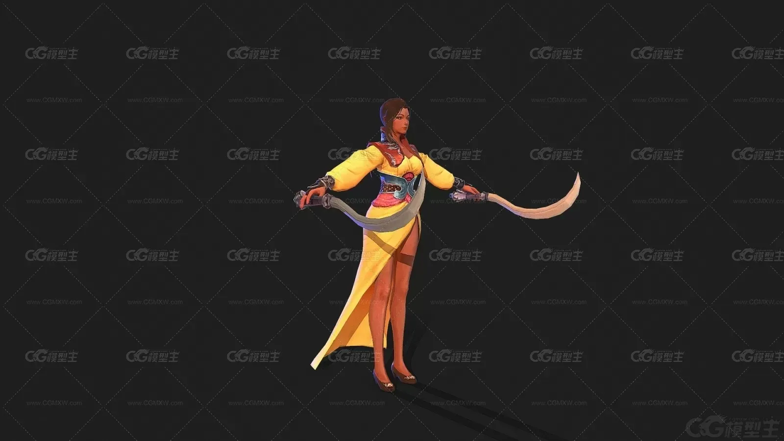 中国古代女 侠女 弯刀 波斯女王 女杀手 女刀客 女侠3D模型-4